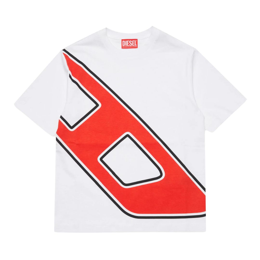 Diesel T Shirt D Logo White Red