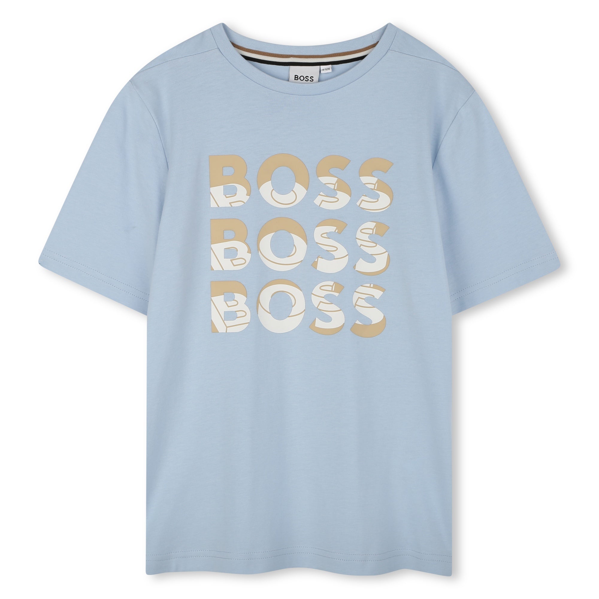 Boss Tshirt Multiple Logos Blue