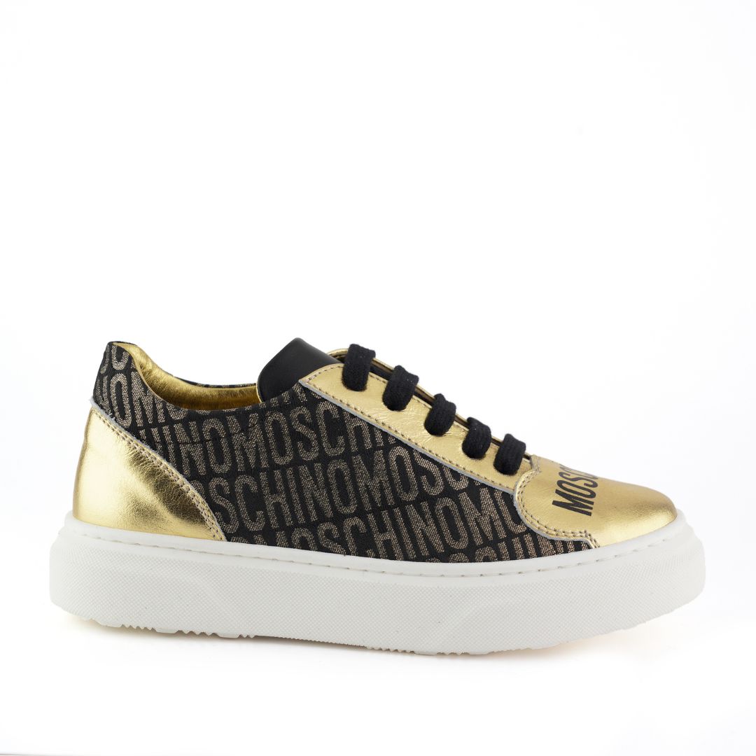 Moschino Sneaker All Over Logo Black Gold