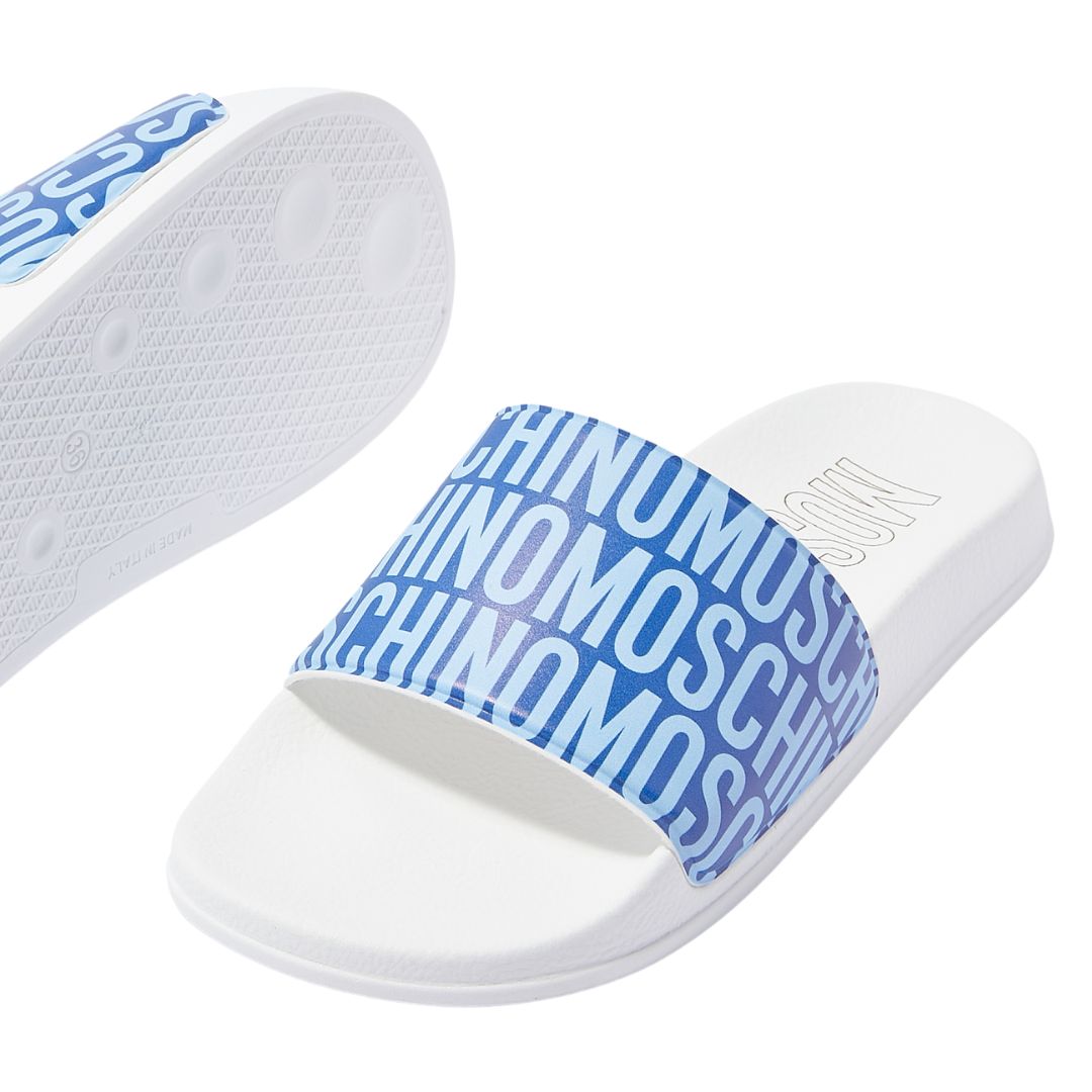 Moschino Slides All Over Print Blue