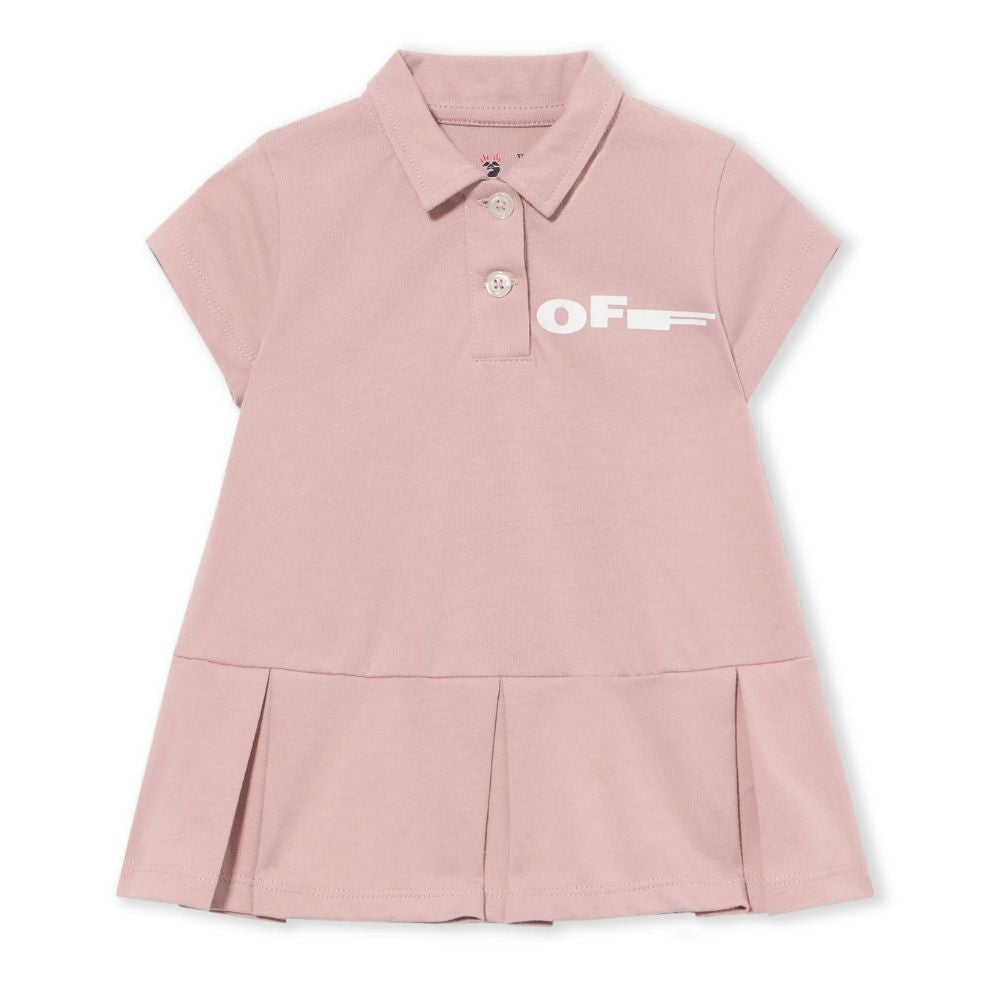Off White Dress Golfer Satin Mix Pink