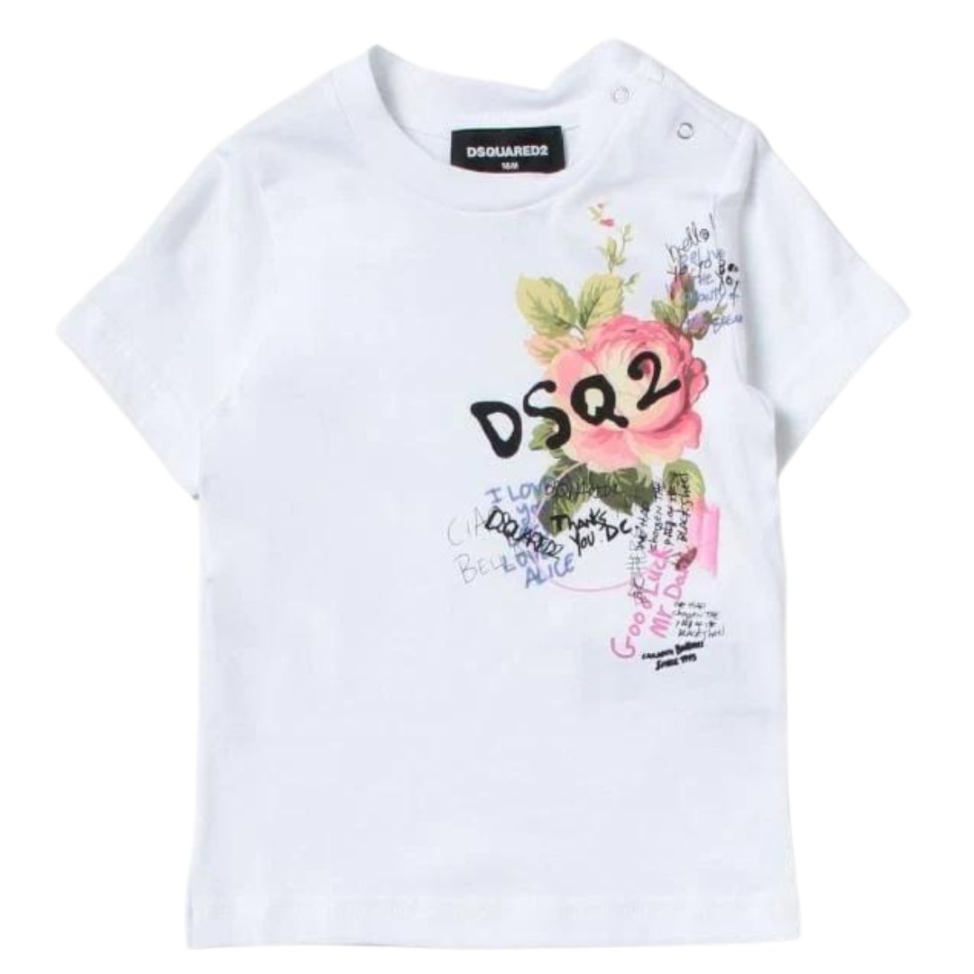 Dsquared2 T-Shirt Flower Logo White