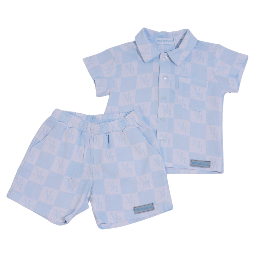 Mio Mondo Shirt And Shorts Set Monogram Blue