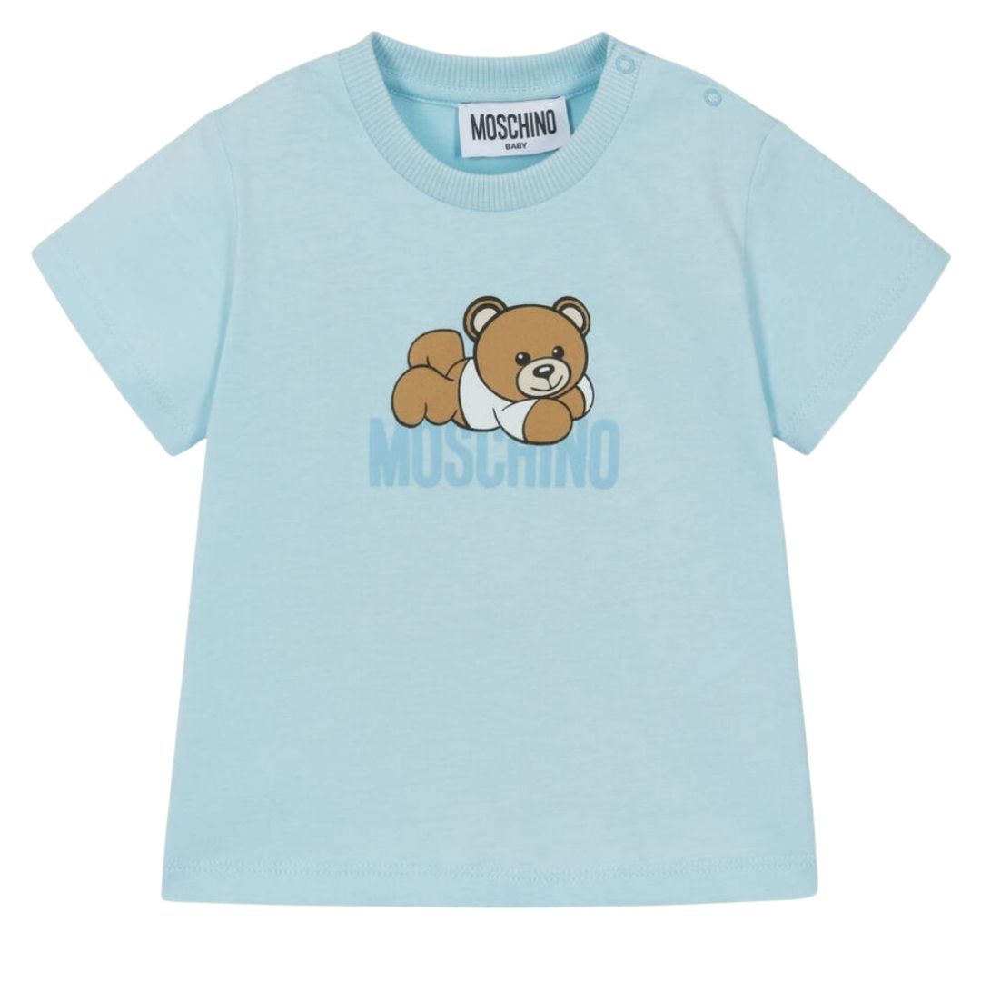 Moschino T-Shirt Bear Logo Baby Blue