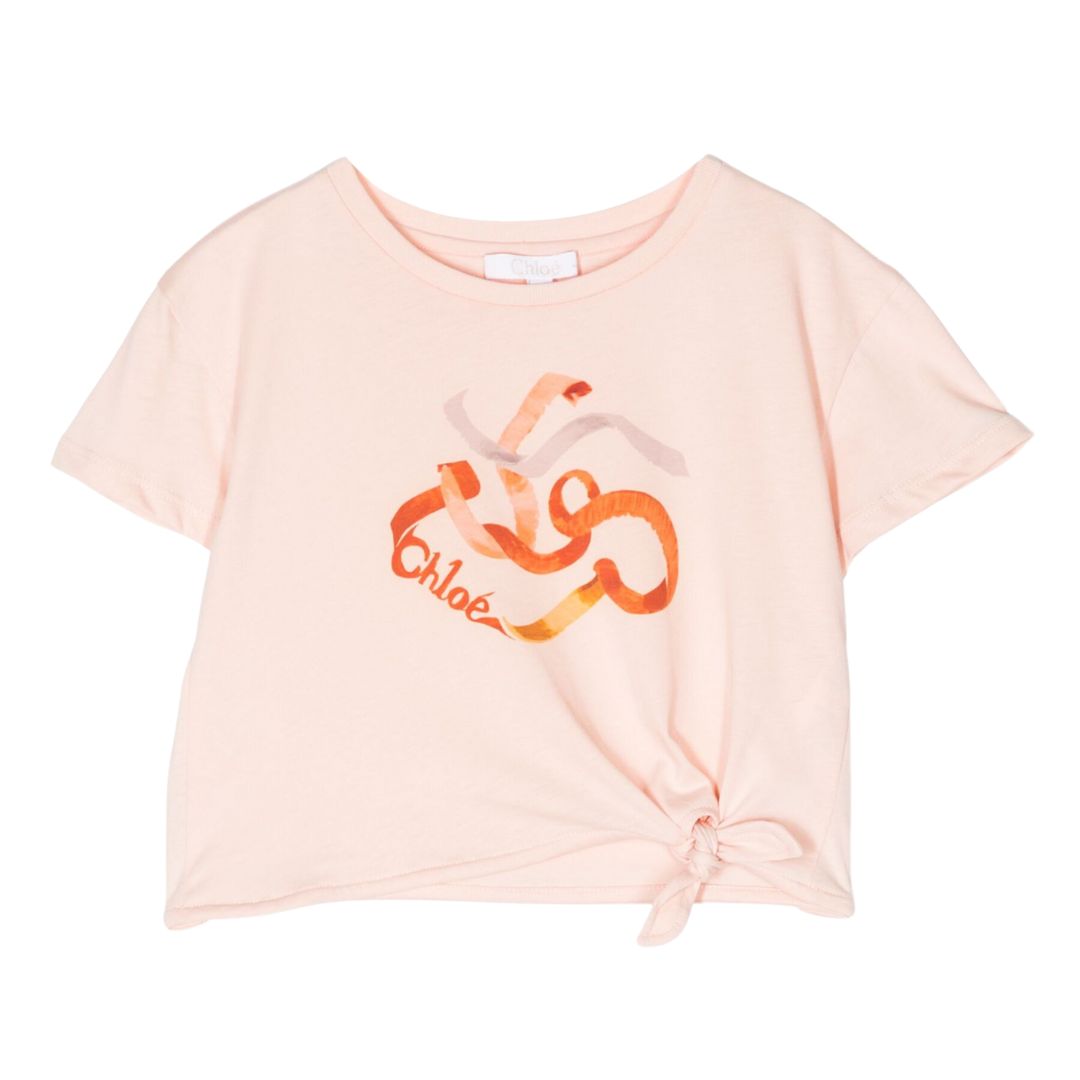 Chloe T-Shirt Tie Ribbon Logo Peach