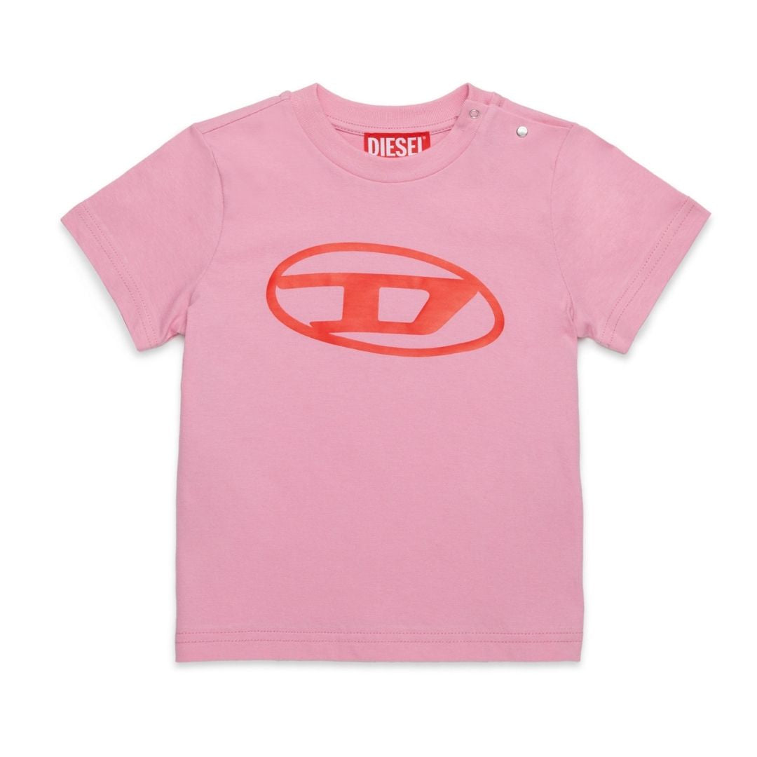 Diesel T-Shirt Center Logo Pink-Red