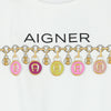 Aigner T-Shirt Chain Across Logo White