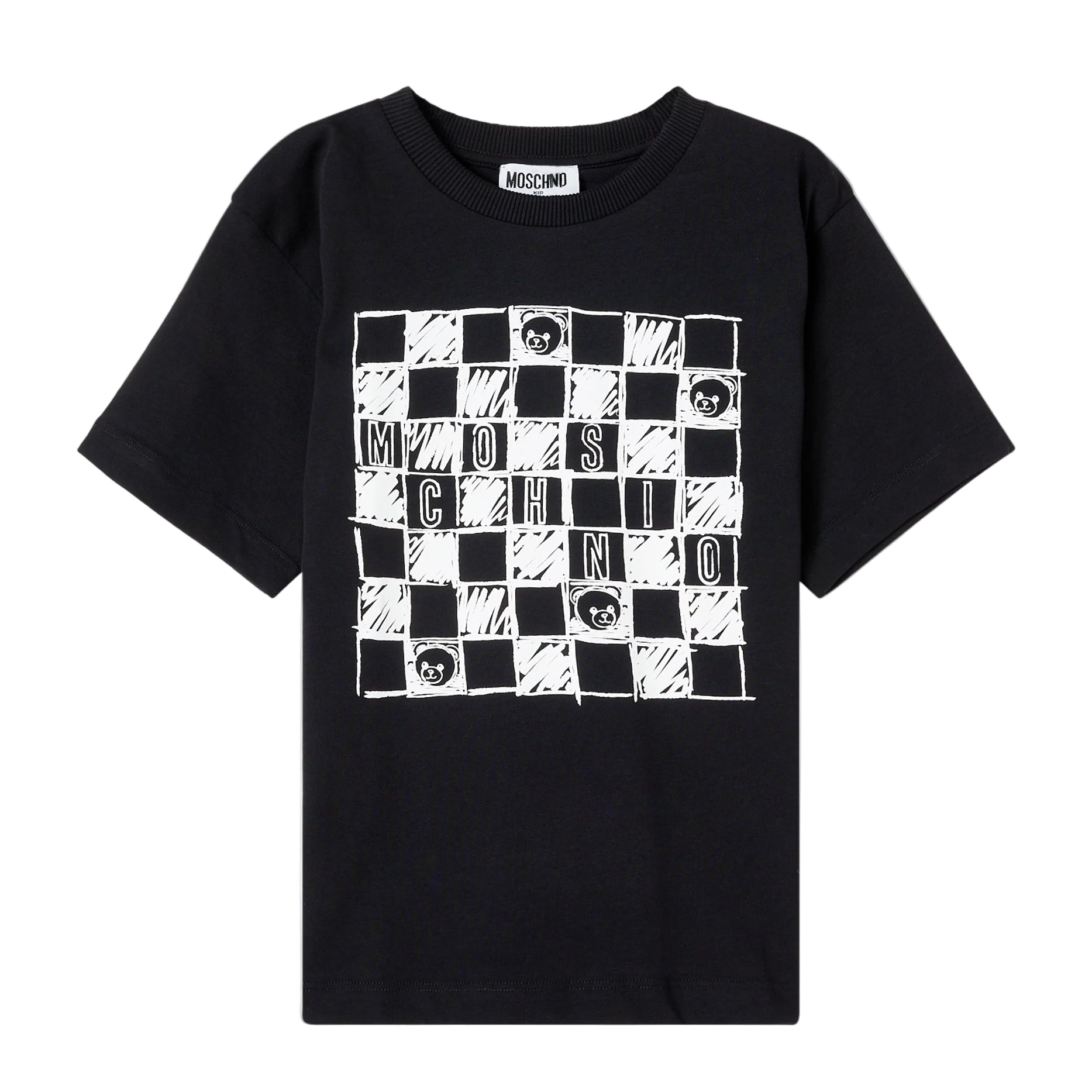 Moschino Tshirt Checkered Logo Blackwhite