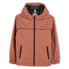 Boss Jacket Windbreaker Allover Print Hooded Brown
