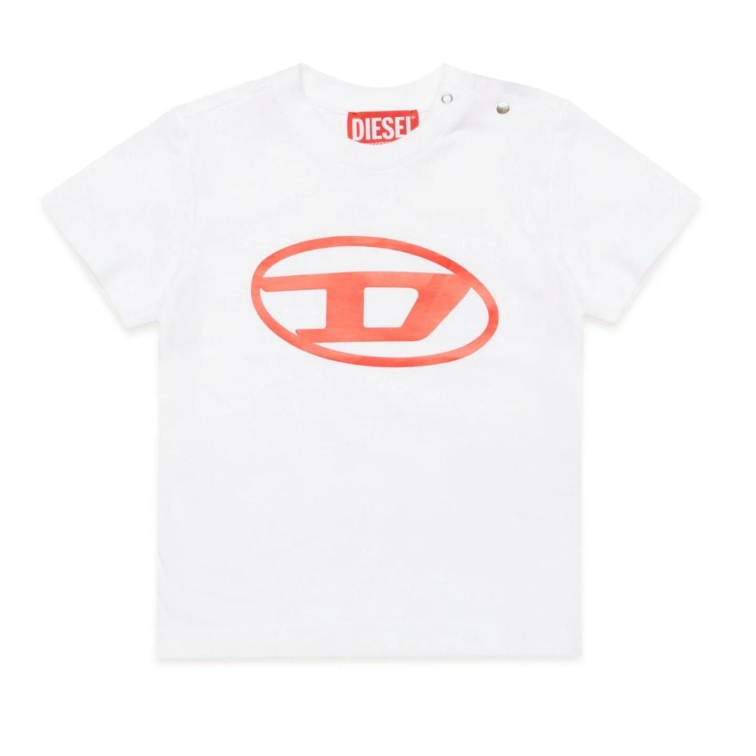 Diesel T-Shirt Center Logo White-Red