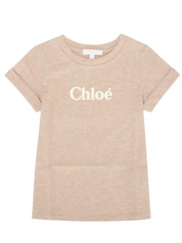 Chloe T-Shirt White Logo Beige