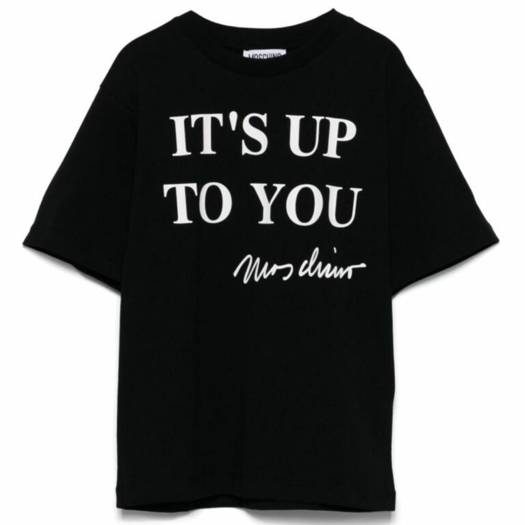 Moschino Tshirt Maxi Slogan Black
