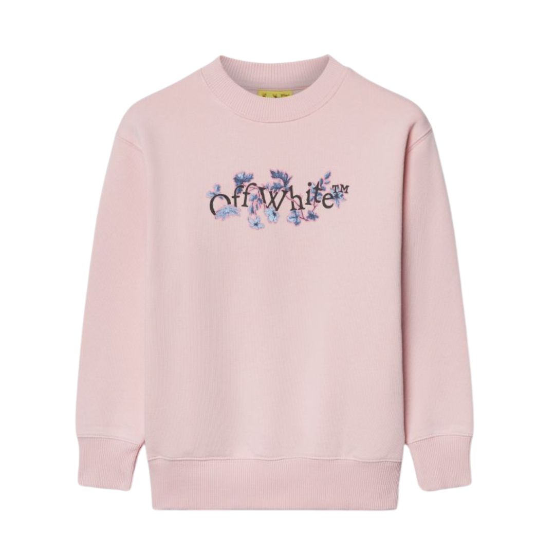 Off White Sweater Flower Logo Pink