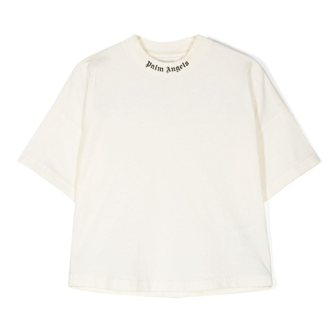 Palm Angels T-Shirt Collar Logo Cream With Black