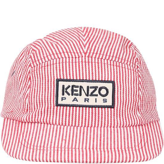 Kenzo Cap Logo Stripes Red