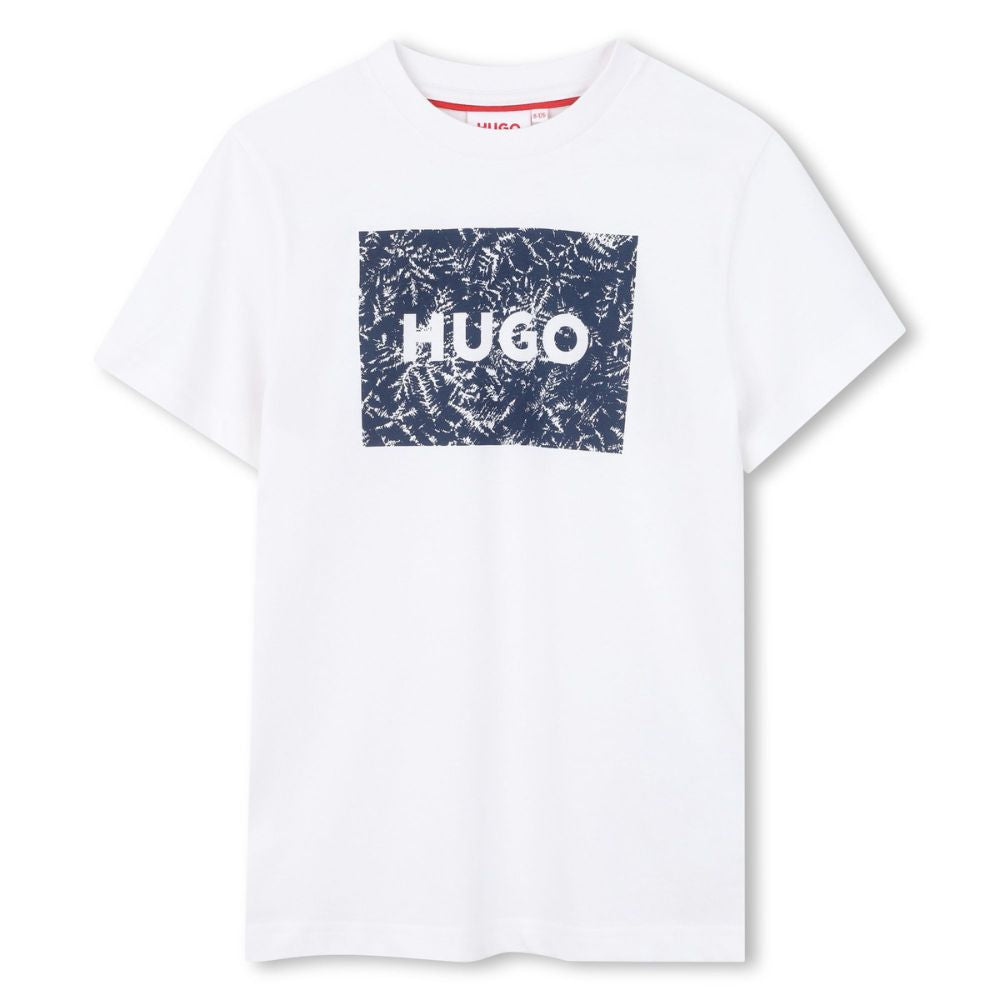 Hugo Tshirt Block Logo Whiteblue