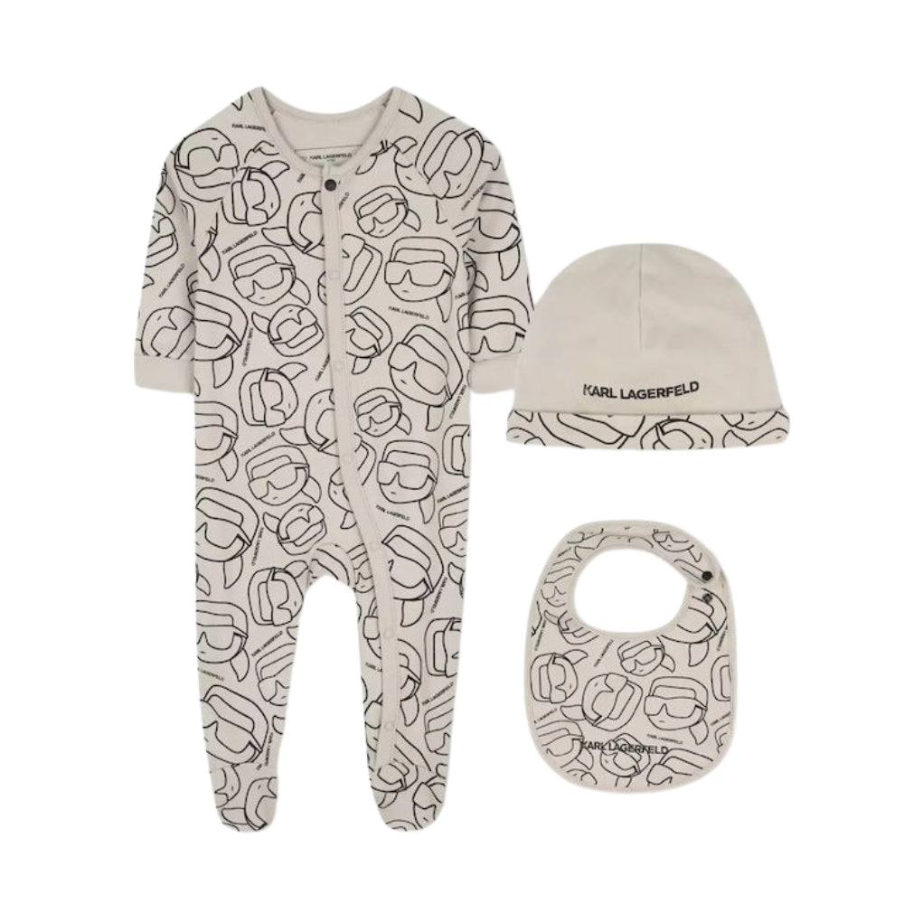 Karl Lagerfeld Set Pyjamas+Bib+Hat Sand