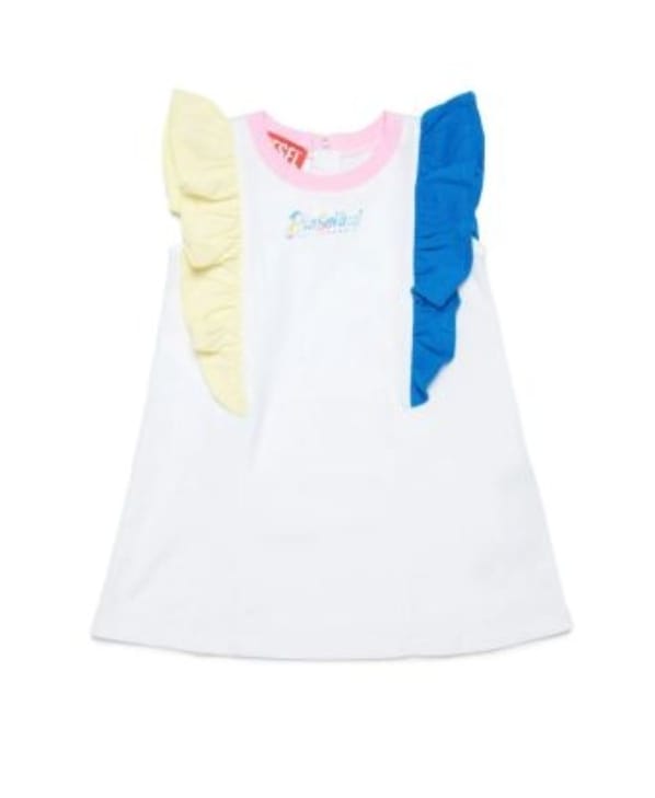 Diesel Dress Ruffle Sleeves Multicolour White