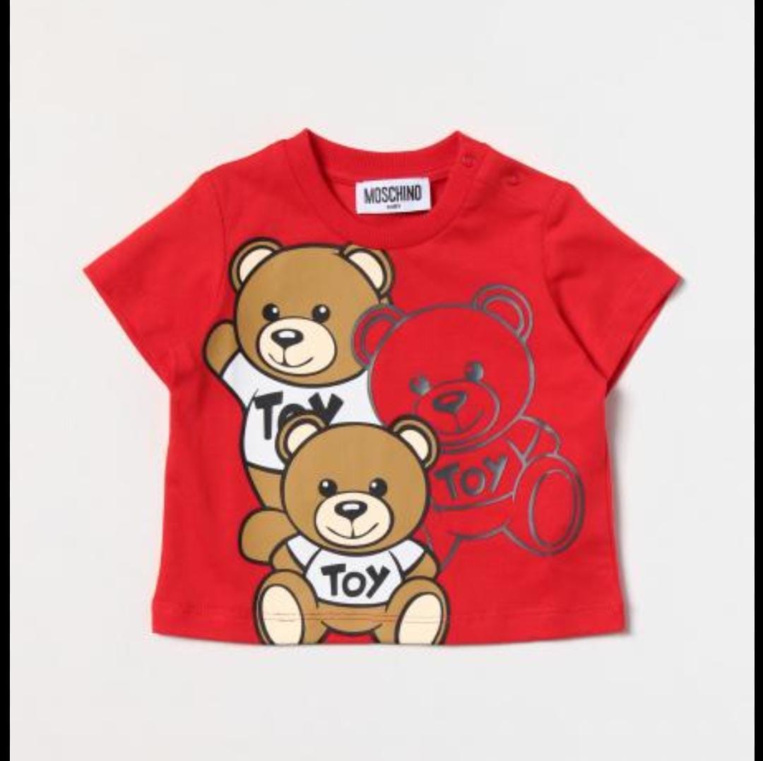 Moschino Tshirt Triple Bear Logo Red