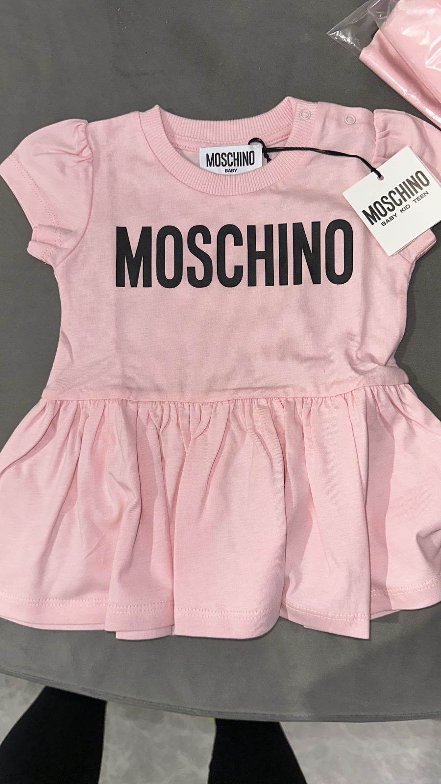 Moschino Logo Across Dress Pink