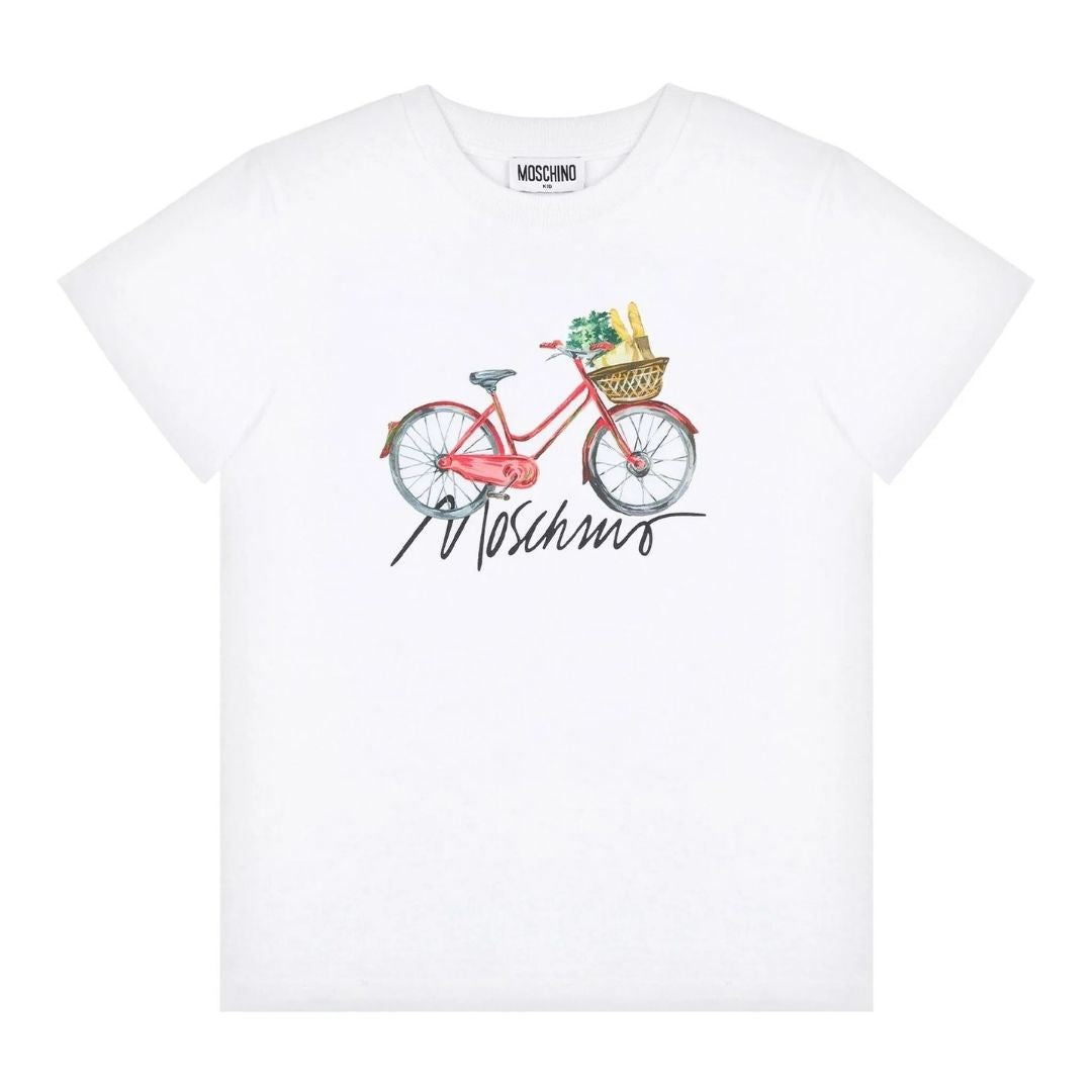 Moschino Tshirt Girl Bicycle White
