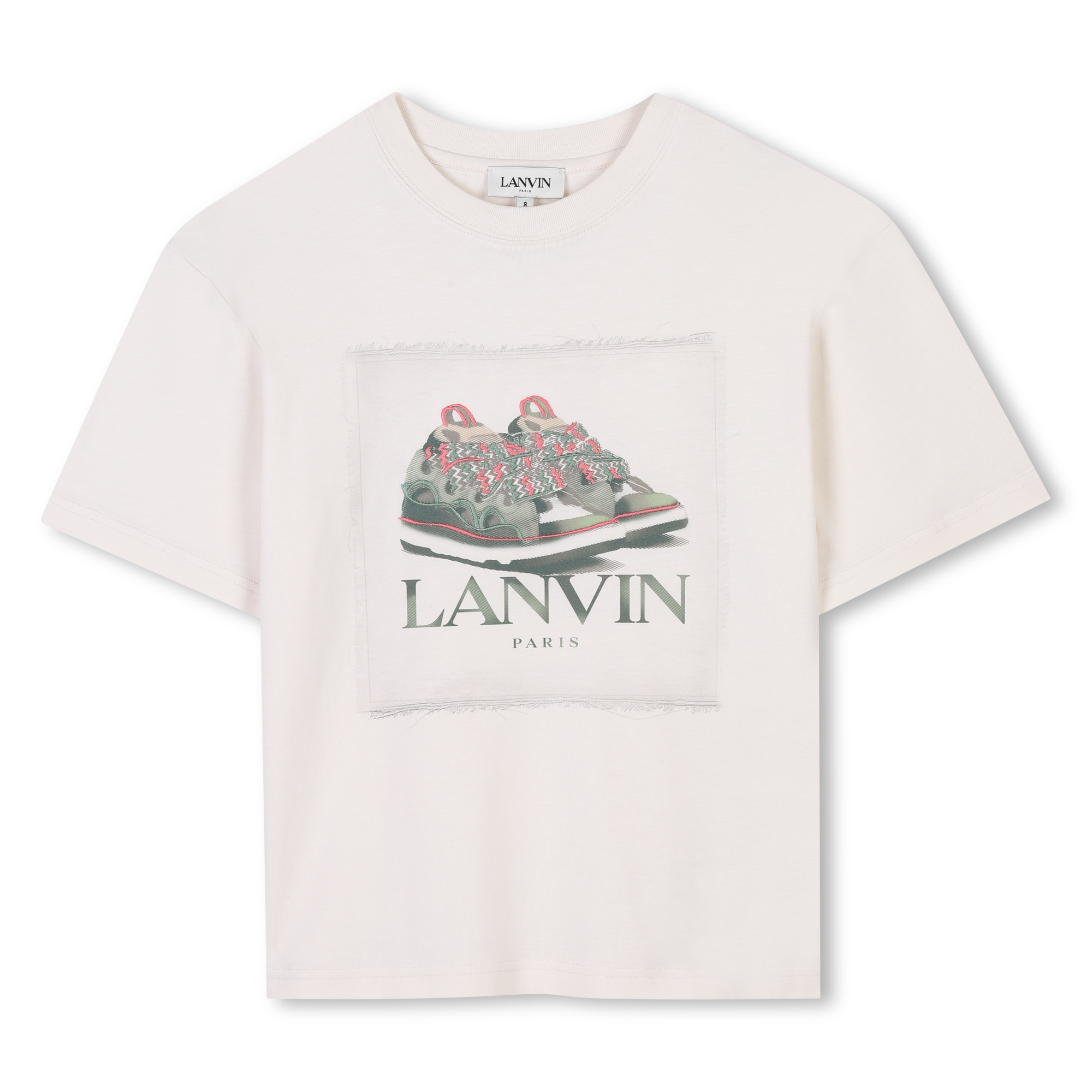 Lanvin Tshirt Green Sneaker Logo White