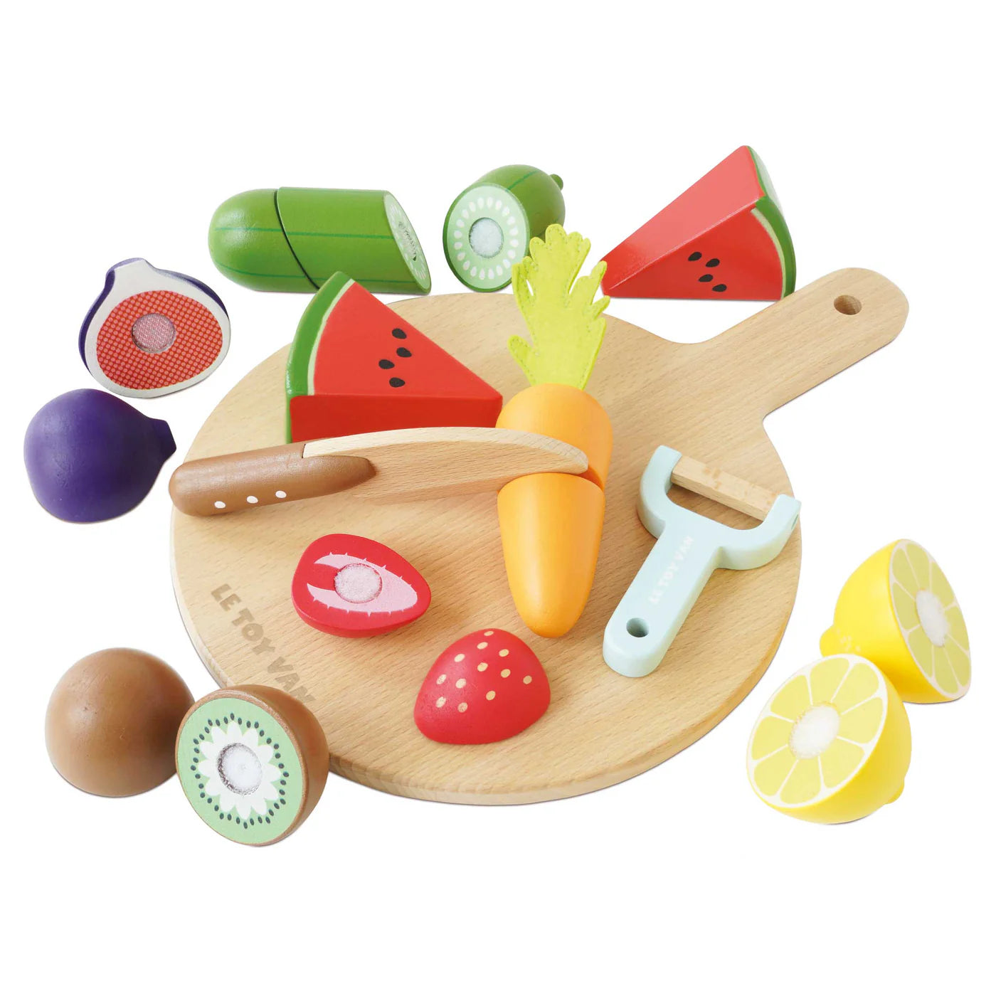 Le Toy Van Wooden Chopping Board And Sliceable Play Food