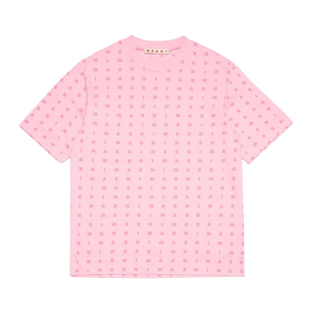 Marni T-Shirt All Over Logo Pink