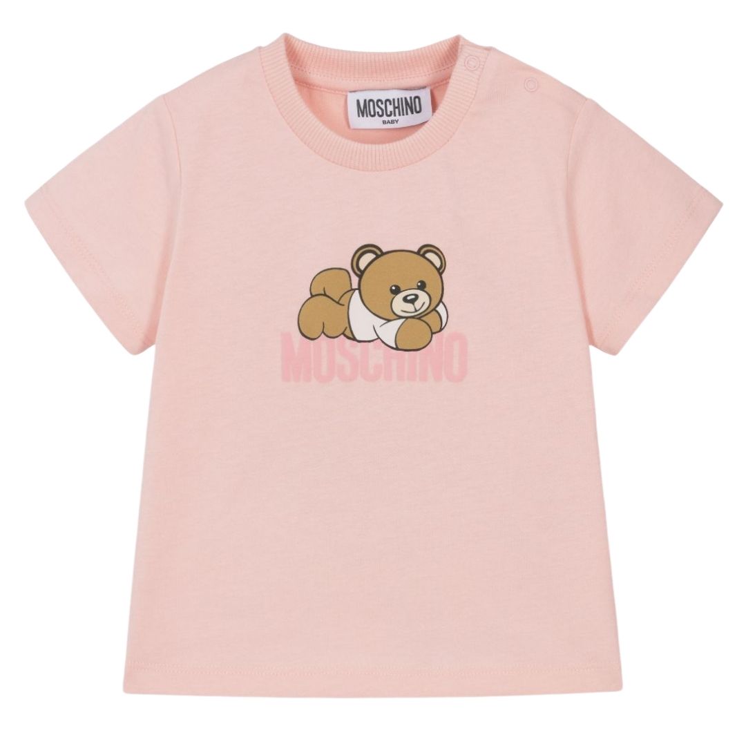 Moschino T-Shirt Bear Logo Baby Pink