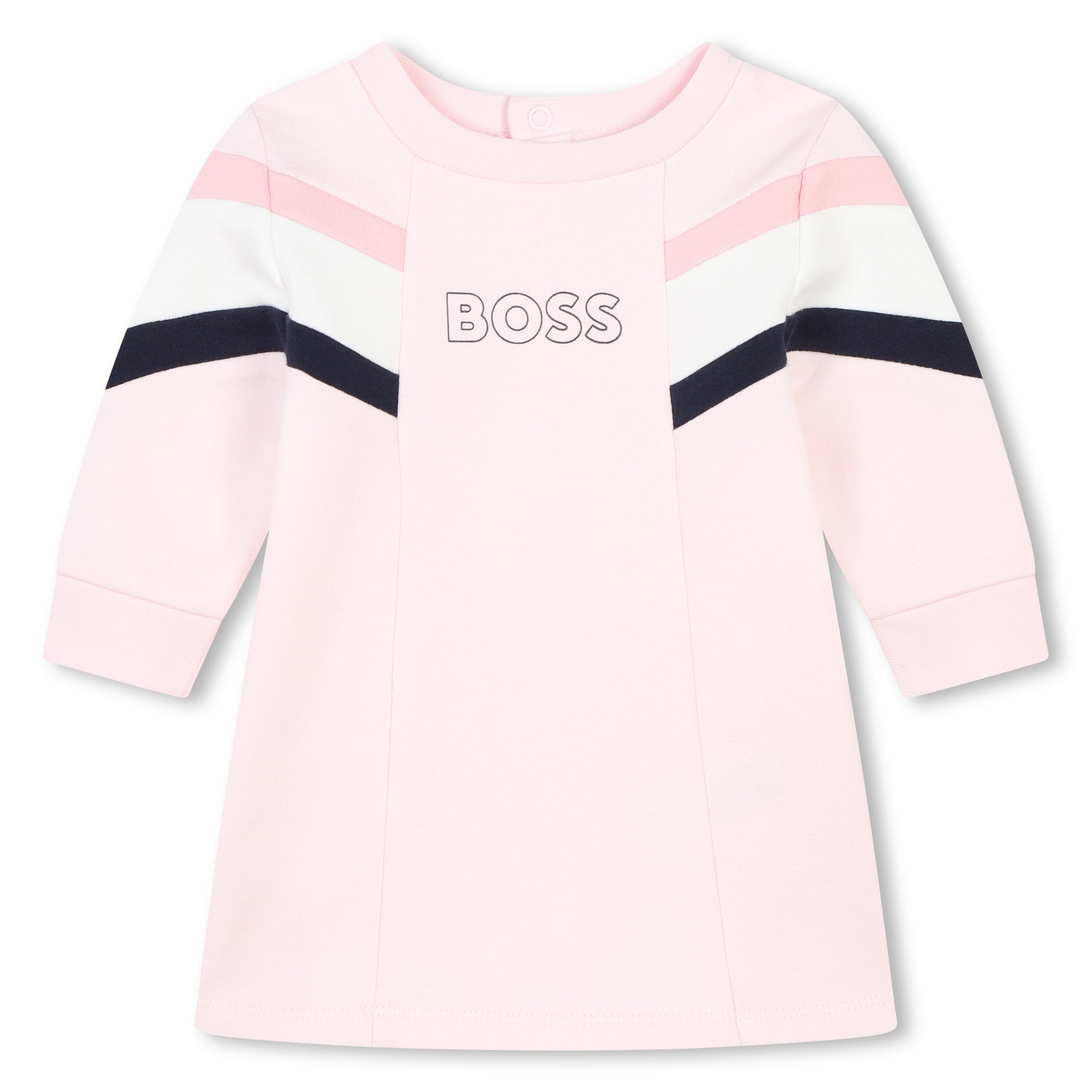 Boss  Dress Long Sleeved Logo Pale Pink