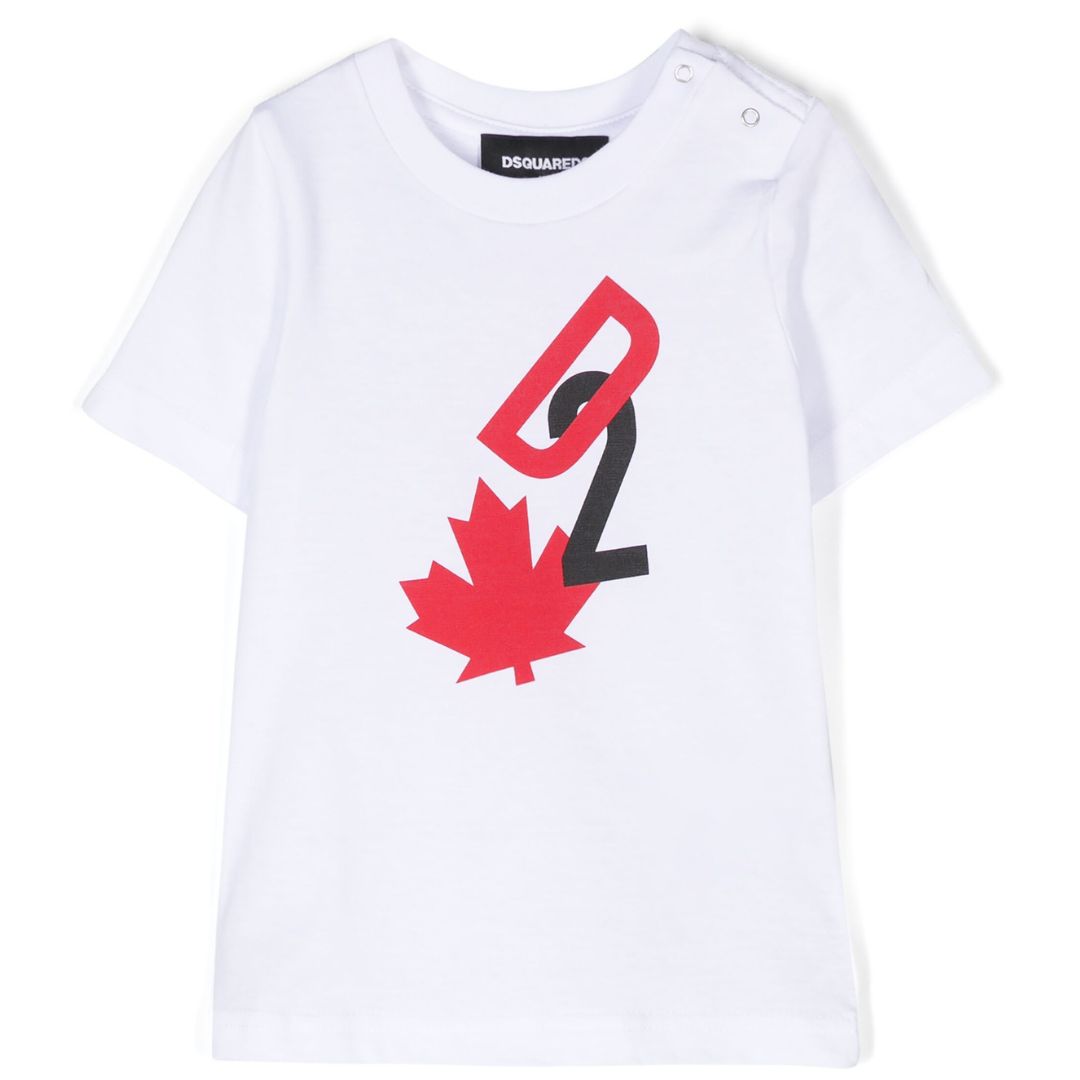 Dsquared2 T-Shirt Flower Logo White-Red