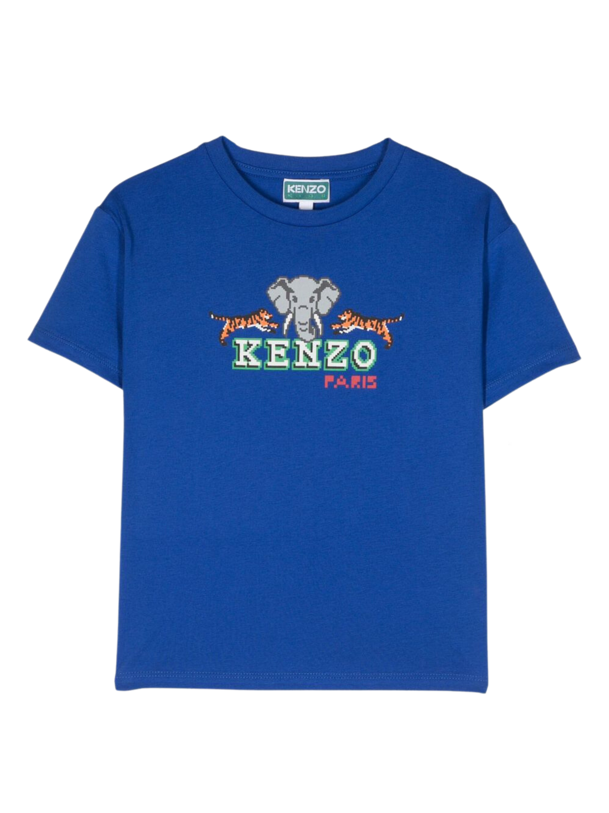 Kenzo T-Shirt Elephant Logo Blue