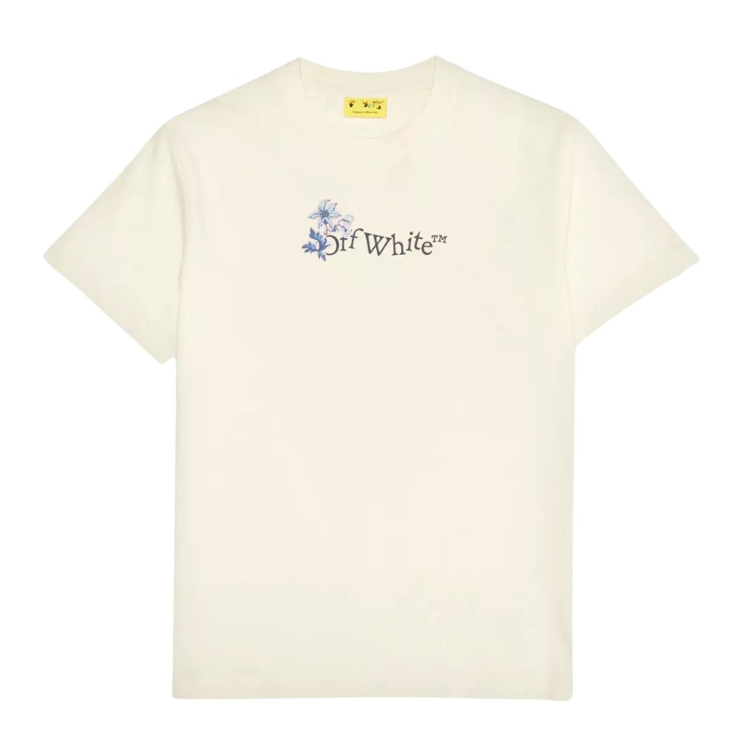 Off White T-Shirt Flower Logo White