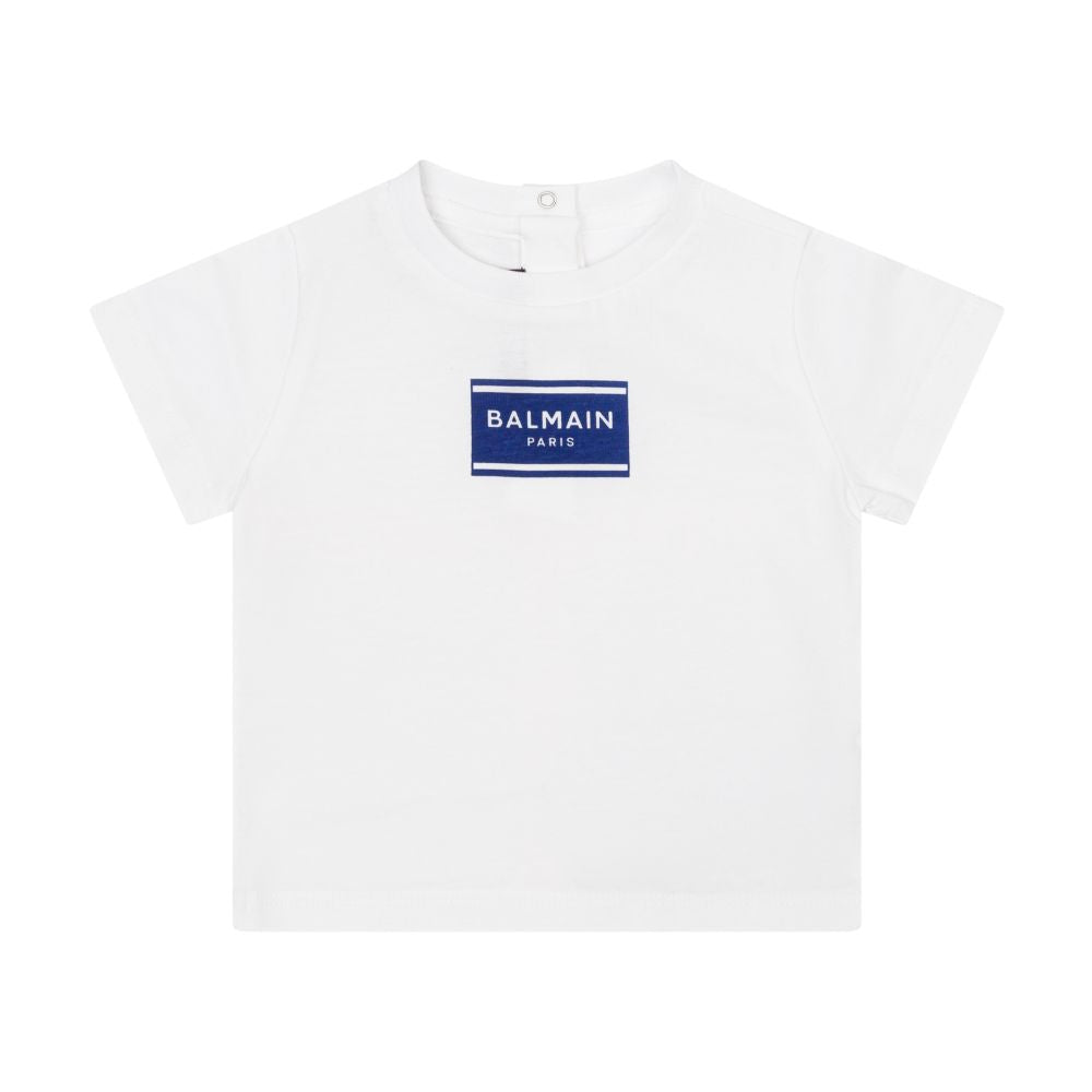 Balmain Tshirt Logo Whitenavy