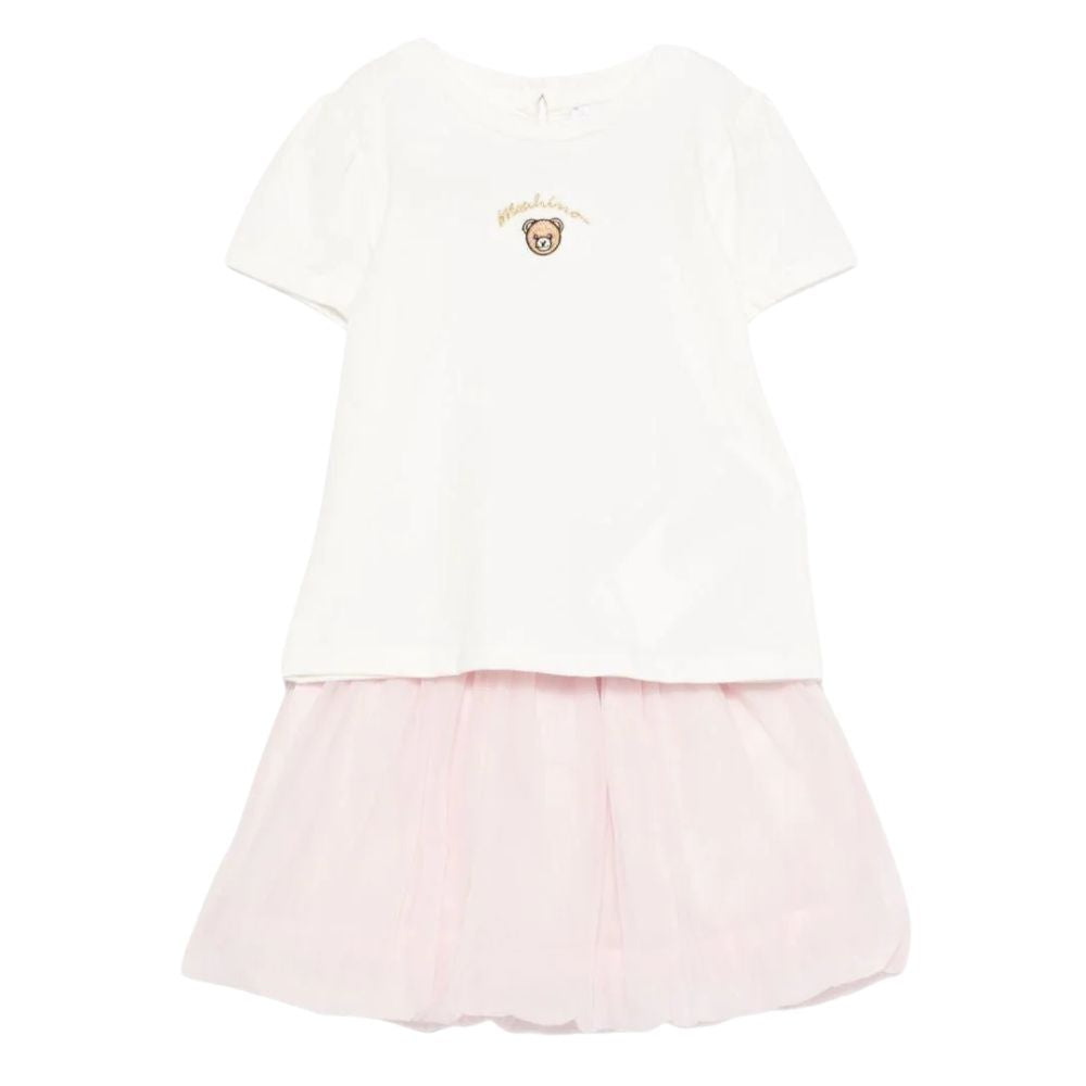 Moschino Set Tshirt And Skirt Whitepink