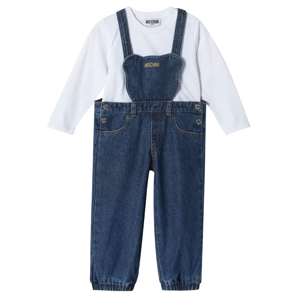 Moschino Dungaree + Tshirt Long Sleeve Whiteblue