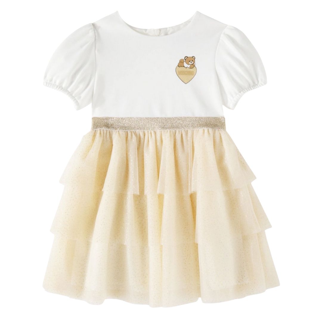 Moschino  Dress Bear Logo White-Yellow