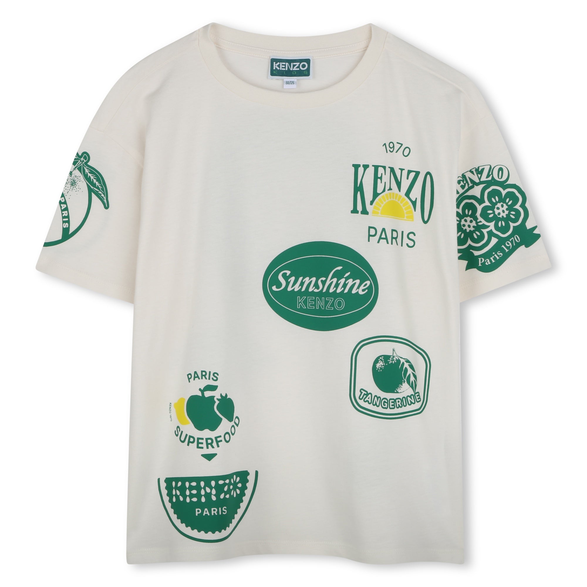 Kenzo Tshirt Foods Logo Green Off White