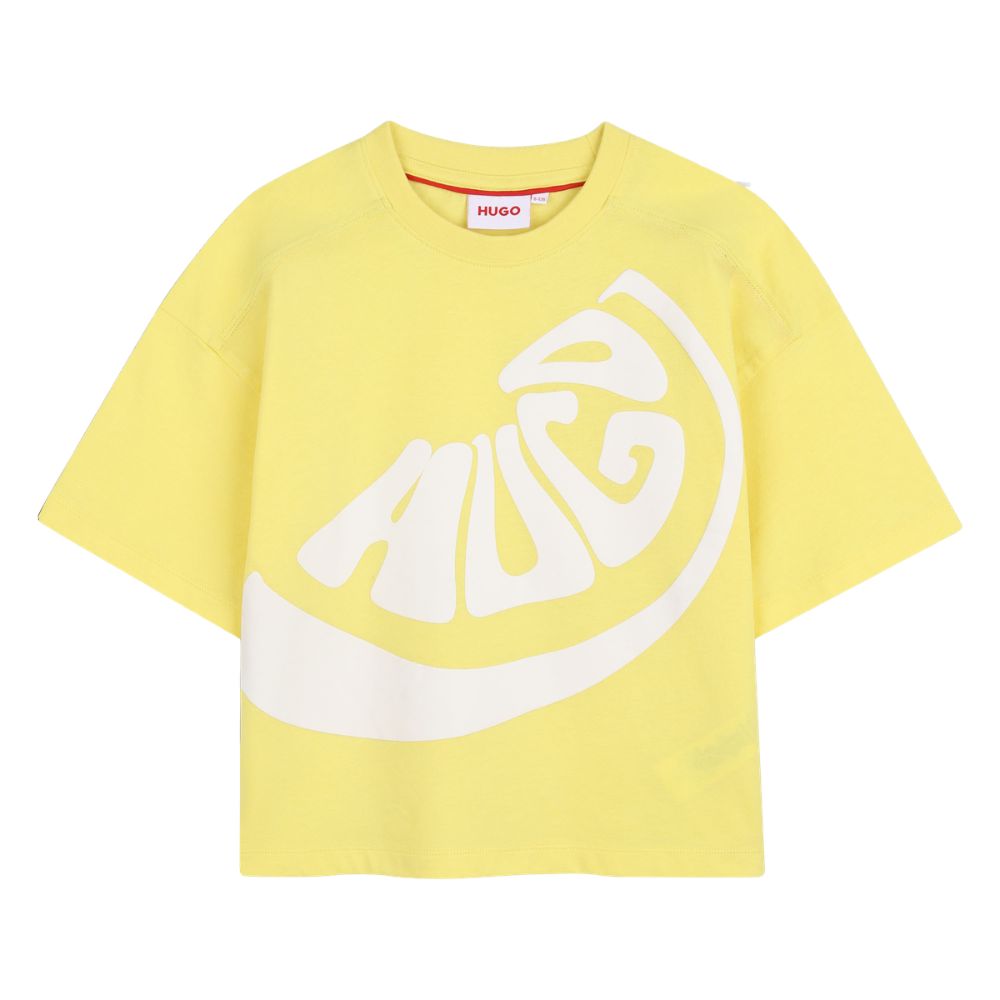 Hugo Tshirt Curve Logo Yellowwhite