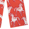 Red fabric with white horse pattern