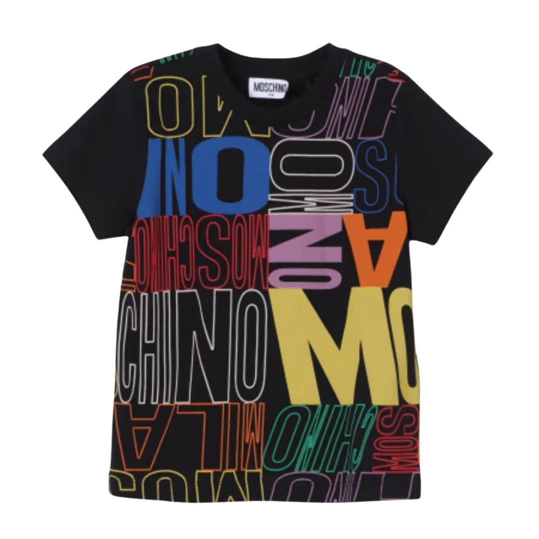 Moschino  T-Shirt Allover Logo Black Multi