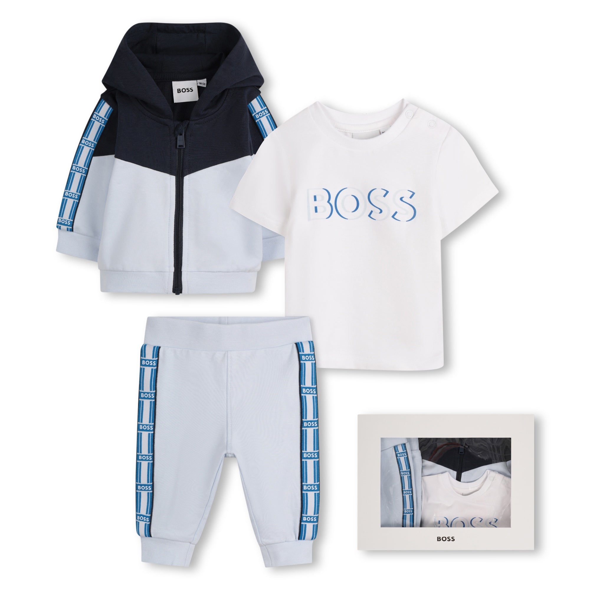 Boss Set Pants/Sweater And Tshirt Logo Blue