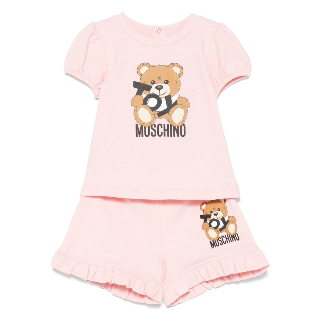 Moschino Set Girl Blouse & Shorts Teddy Pink