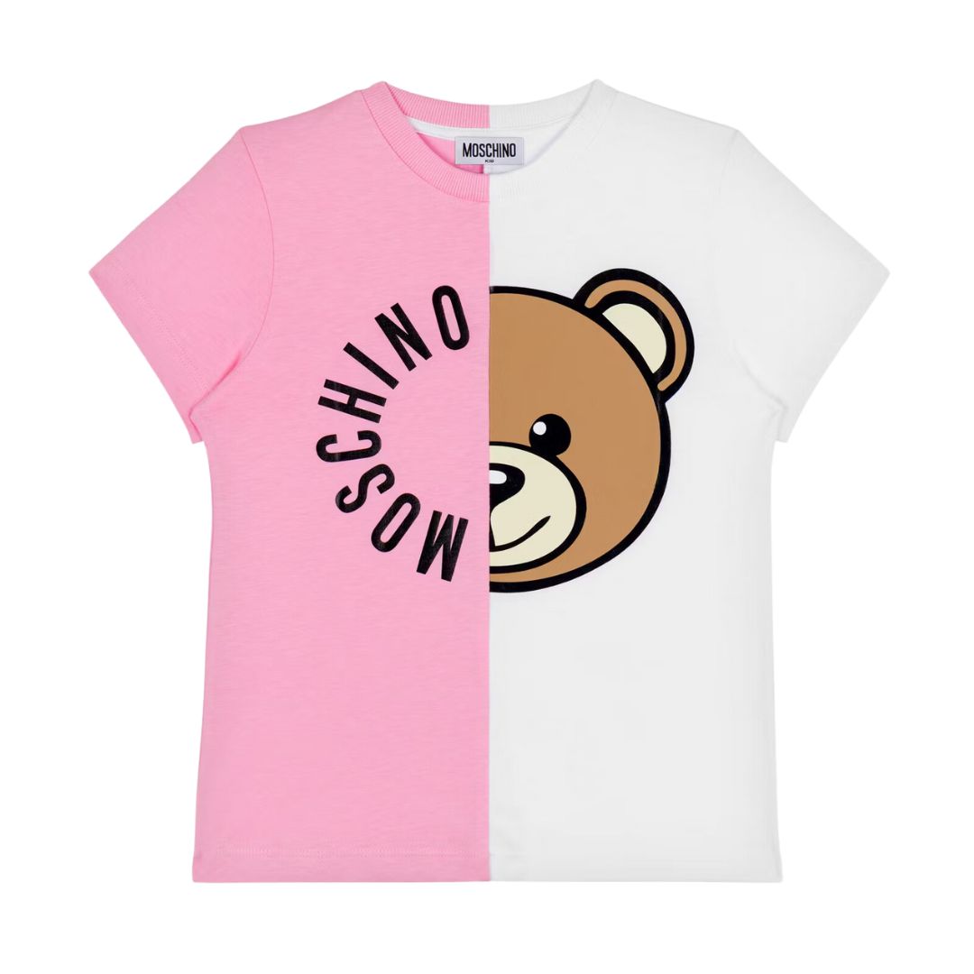 Moschino T-Shirt Teddy Pink-White