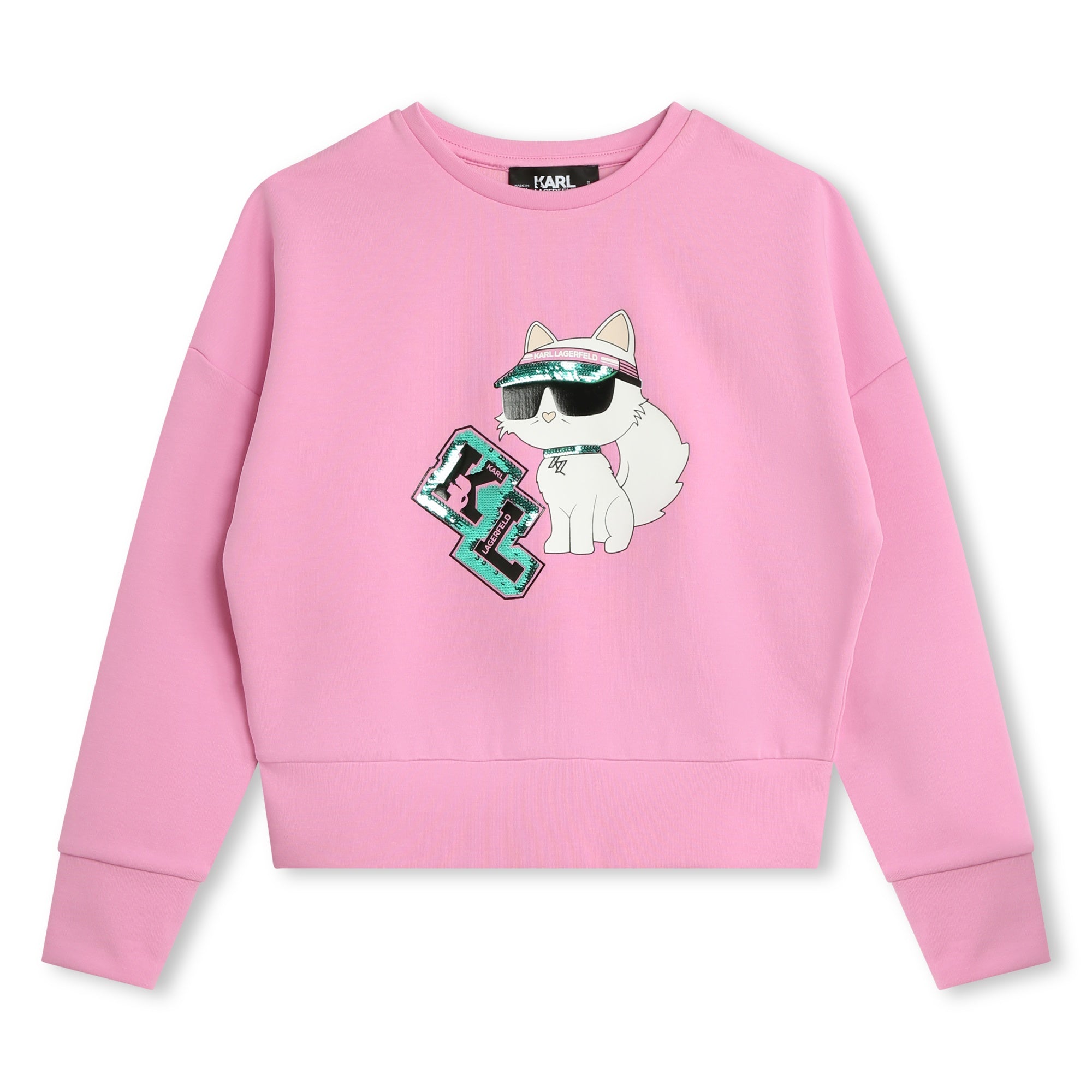 Karl Lagerfeld Sweater Cat Logo Varsity Pink