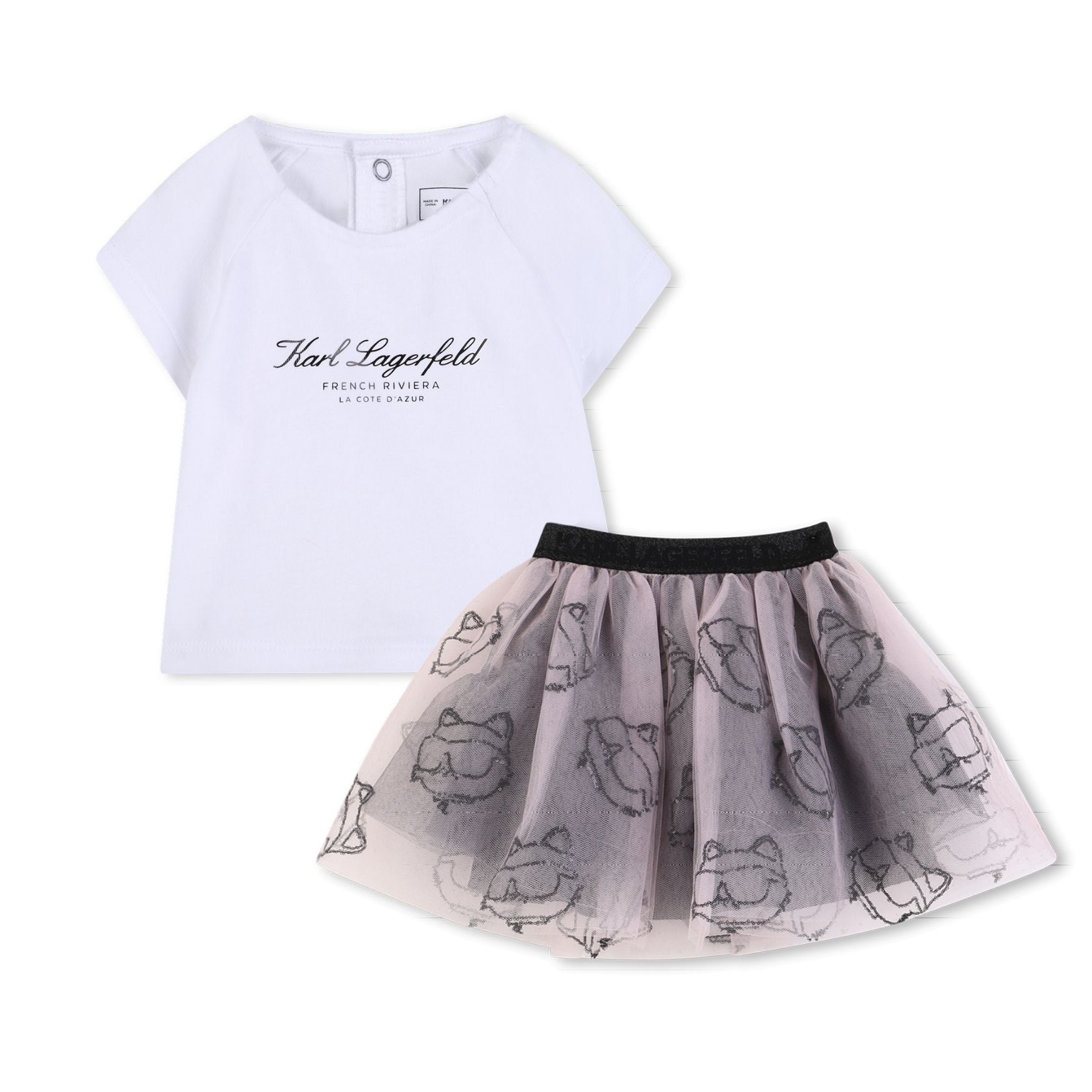 Karl Lagerfeld Set Tshirt & Skirt Whiterose
