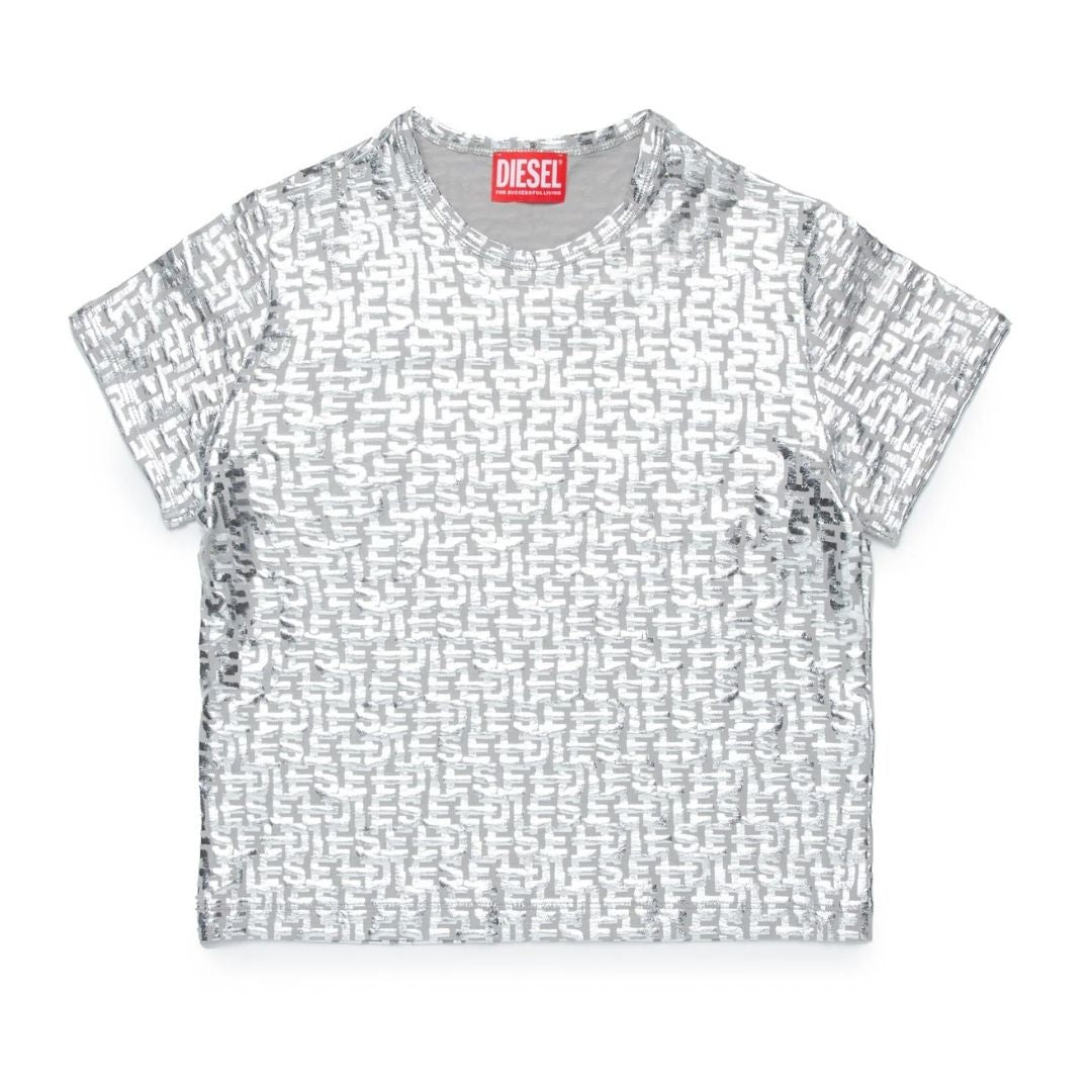 Diesel T-Shirt Allover Print Grey-White