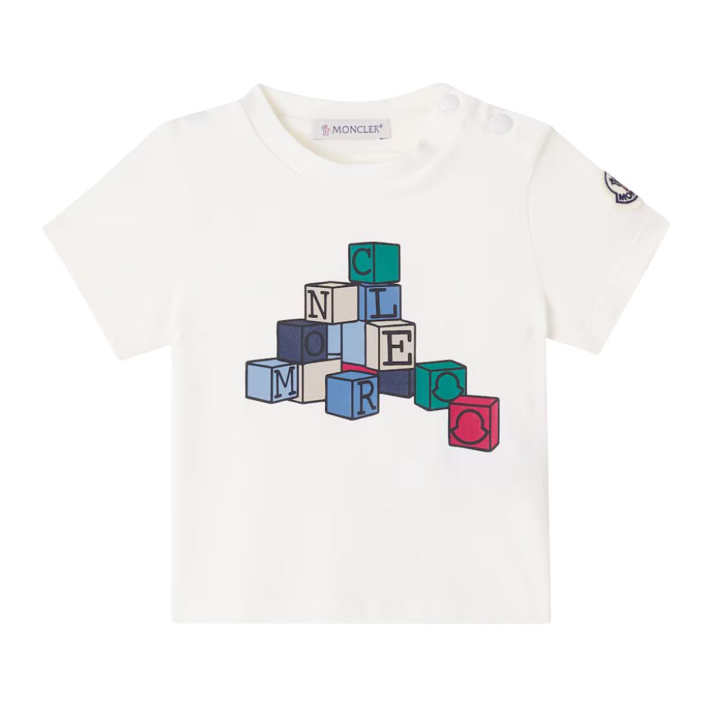 Moncler Tshirt Stacked Blocks White