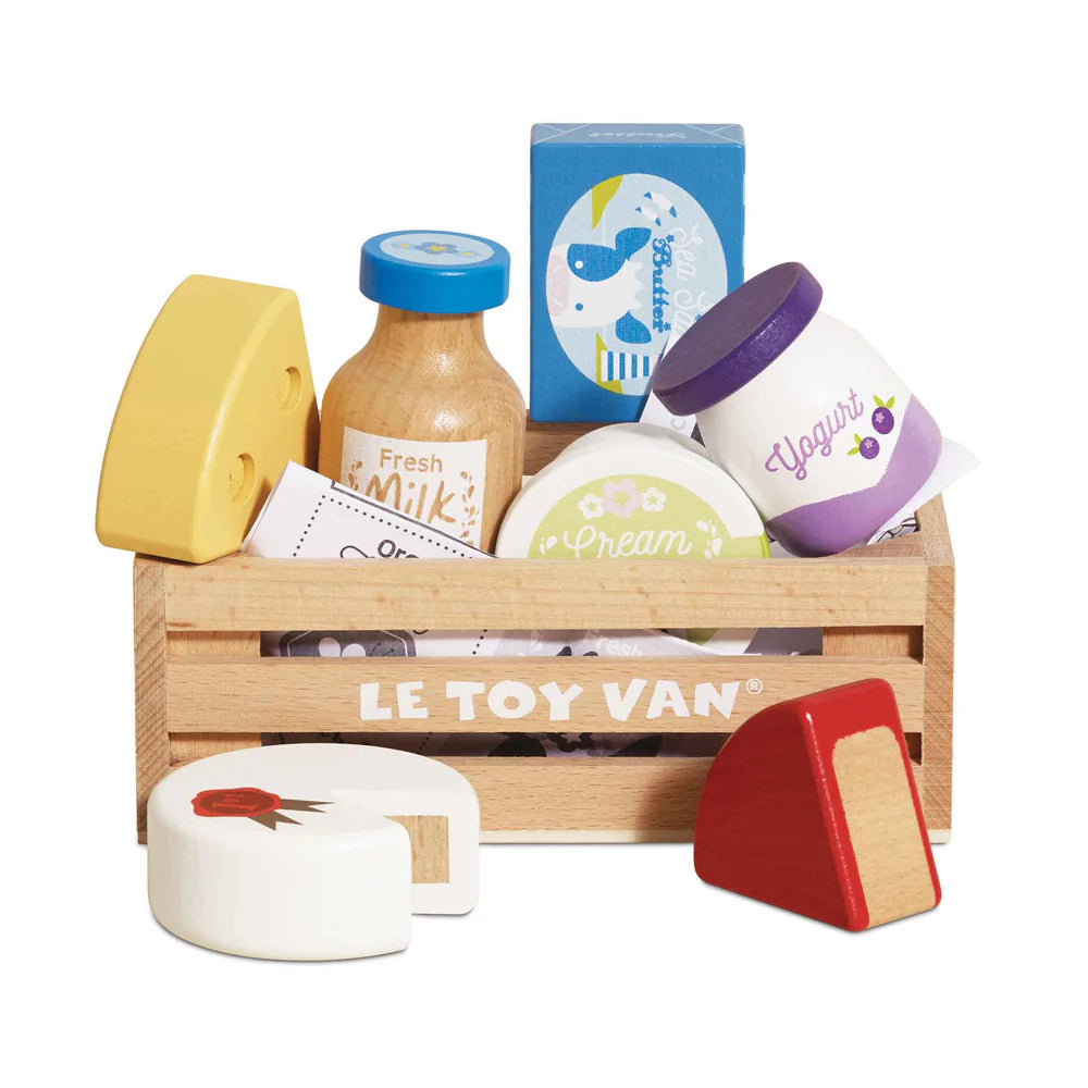 Le Toy Van Wooden Cheese And Dairy Market Crate