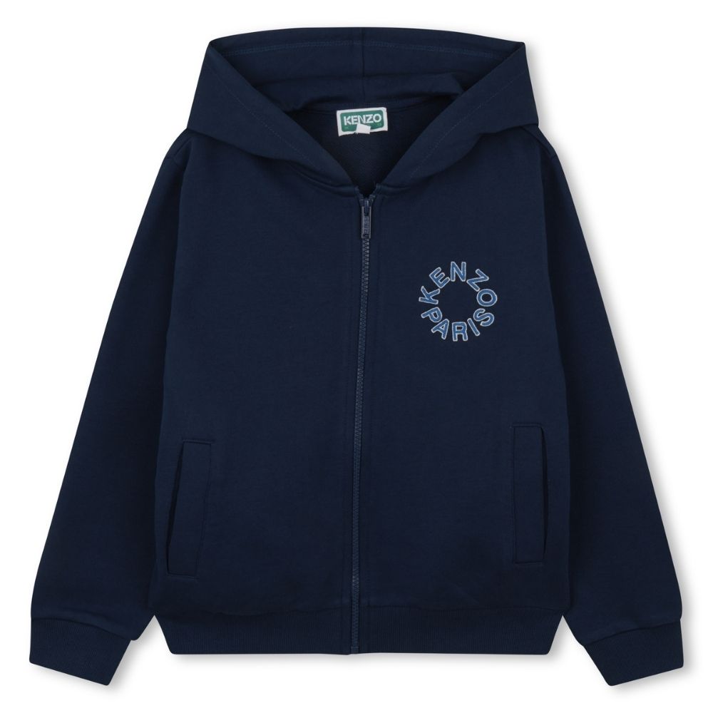 Kenzo Jacket With Hood Logo Blue